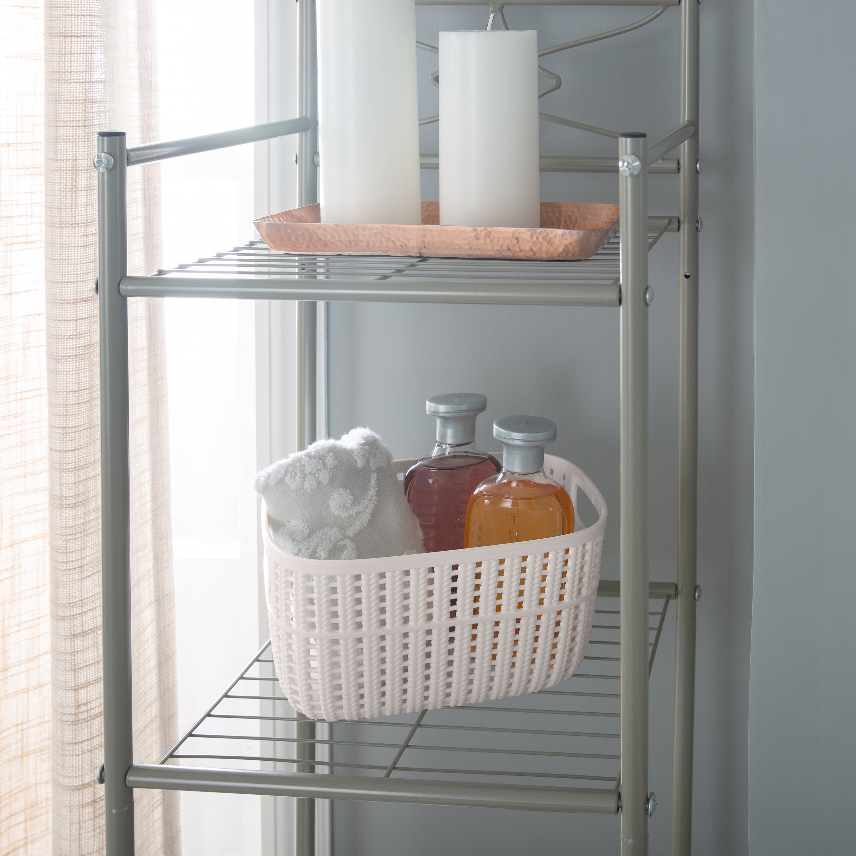 Simplify 4 Pack 2-Tone Plastic Decorative Small 9x7x5inch Storage Basket in Ivory