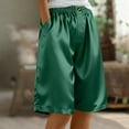 thumbnail image 2 of Women Summer Shorts Knee Length Baggy Straight Wide Leg Side Pockets Casaul Solid Color Dressy Casual Soft Pants Green S-2XL, 2 of 6