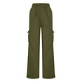 thumbnail image 5 of FRSASU Women High Waisted Wide Leg Cargo Pants Solid Color Loose Casual Trendy Work Trousers with Pockets Green, 5 of 8