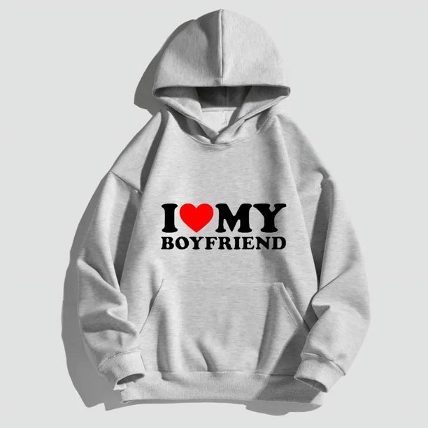I LOVE MY GIRLFRIEND Sudadera con capucha unisex con estampado Y2K para mujer/hombre Sudaderas con capucha Sudaderas con capucha sólidas Jerséis Tops