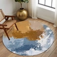 thumbnail image 2 of Round Rugs 7 Ft, Blue Brown Abstract Non Slip Area Rugs for Kitchen Bedroom Entryway, Vintage Gradient Graffiti Oil Painiting Washable Carpet Runner Rug Floor Mats for Bedroom Home Decor, 2 of 8