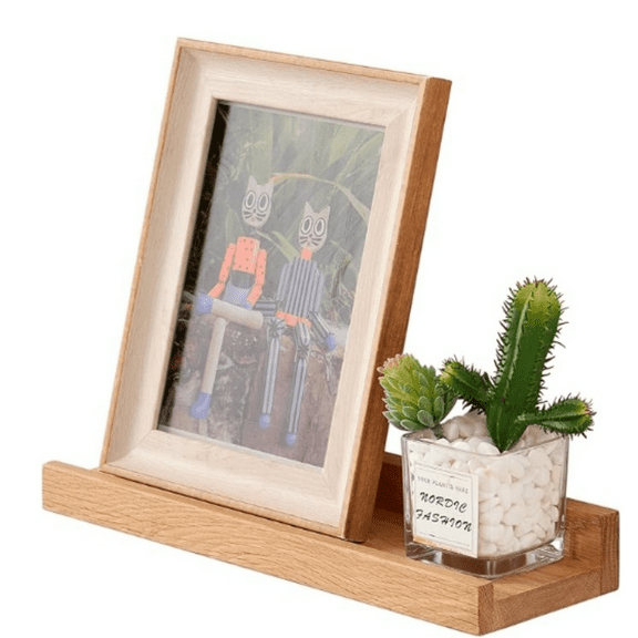 Natural Oak Wood Wall Shelves - Floating Shelf, 12 Inch, Display Picture Ledge, Bedroom, Living Room, Bathroom, Office, Kitchen Storage