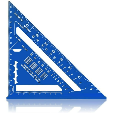 

Carpenter Measuring Square Metric Imperial 7 Inches Aluminum Alloy 90 Degree Thickened Triangle Ruler for Woodworking (Blue)