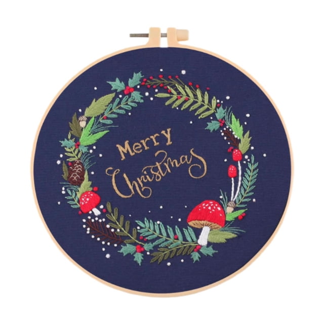 simhoa Christmas Embroidery Kit Decorative DIY Xmas Home Decor Cute Hand Embroidery Plant
