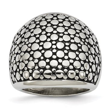 Bague en Acier Inoxydable Poli et Vieilli Taille 7