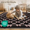 thumbnail image 4 of ODIKA 9'x12' Washable Area Rug Non-Shedding, Easy Care Ribbon Motif Repeating Lattice Shaped Themed Polka Pink Flowing Dynamic for Master Suite, California King, Under Bed, 4 of 7