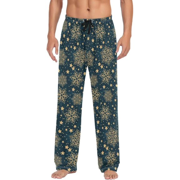 GZHJMY Chrismas Snowflake Pajama Pants for Men, Lounge Pants Lightweight Men Pajama Bottoms with Drawstring Pockets, Christmas New Year Birthday Gifts, Small
