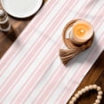 thumbnail image 3 of Pink Striped Table Runner 48 Inches, Farmhouse Aesthetic Modern Stripes Bed Runner Dresser Scarves Tabletop for Indoor Outdoor Parties/Ceremony/Banquet, 13" x 48", 3 of 9