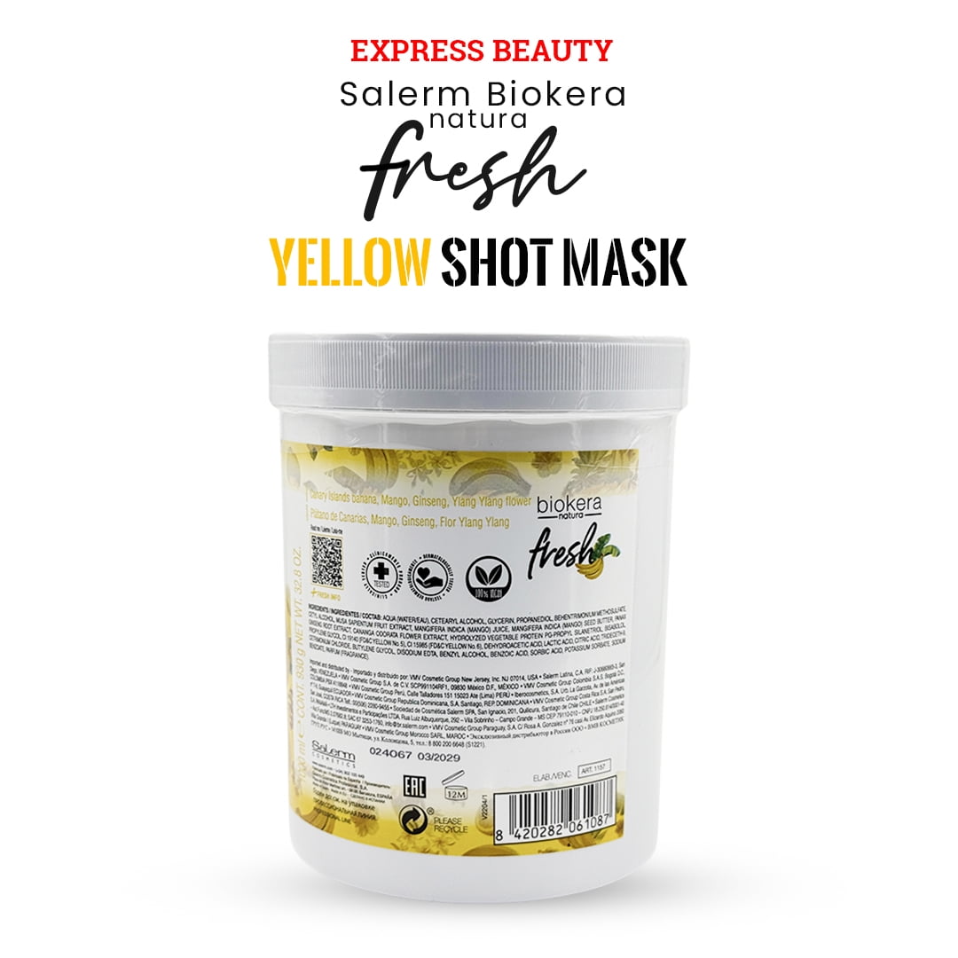 Express Beauty Hair Mask Salerm Biokera Natura Fresh Yellow Shot Mask for Repair and Protect - 32.8 oz