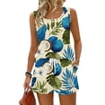thumbnail image 2 of Iaqnaocc 2 Piece Sets for Women Dressy Casual Short Sets for Women Hawaiian Tropic Square Neck Sleeveless Womens Tops and Shorts Summer Outfits Lounge Matching Sets Women Clothing Blue L, 2 of 5