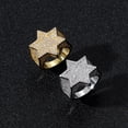thumbnail image 4 of Sparkly Punky Rapper Luxury Trendy Hexagram Rings for Men Cool Iced out Hip Hop Cubic Zirconia Domineering Men Rings, 4 of 8