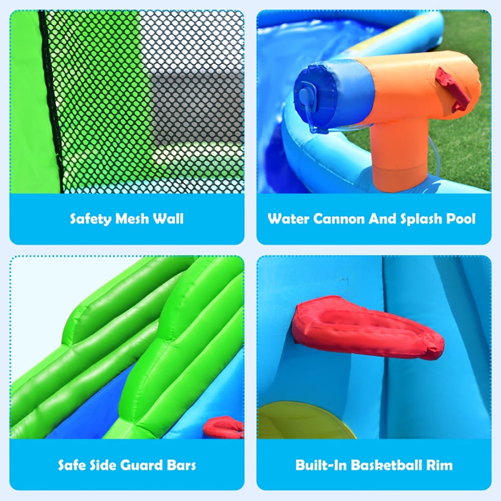 Aimee Lii Inflatable Water Slide Climbing Wall Bounce House with 780W Blower, Bounce House Water Slide for 5-10