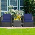 thumbnail image 4 of Gymax 3PCS Rattan Patio Conversation Furniture Set Outdoor w/ Navy Cushions, 4 of 10