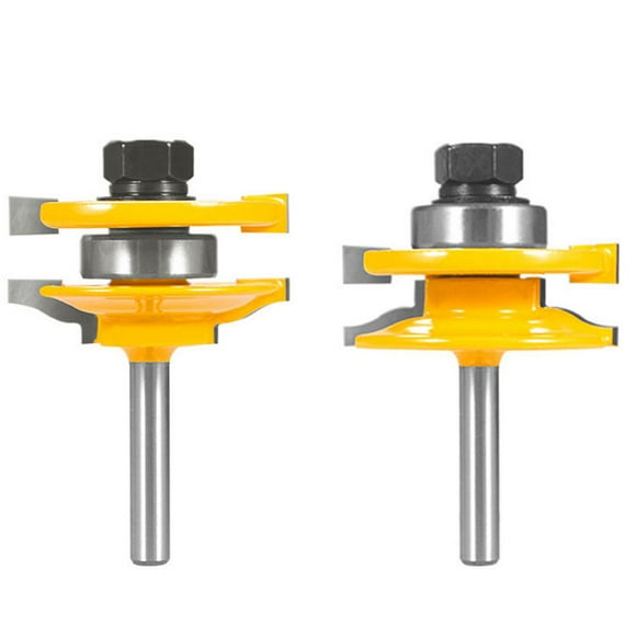 2PCS Tongue Grooves Router Bit Set T-shape Wood Milling Cutter for Woodworking Tool 1/2'' and 1/4'' Shank Optional
