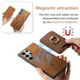 thumbnail image 4 of Phone Case for Samsung Galaxy S24 Ultra, Ultra Slim Phone Grip Ring Stand PU Leather Detachable Magnetic Credit Card Holder Drop Protective Case Cover Compatible with Samsung Galaxy S24 Ultra, Brown, 4 of 6