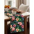 thumbnail image 3 of Summer Ocean Shells Flower Table Runner 13x36in Non-Slip Cotton Linen Table Runners, Marine Life on Black Dresser Scarves TableRunner for Dinner Kitchen Dining Wedding Party, 3 of 9