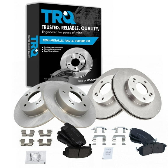 TRQ Front and Rear Brake Pad & Rotor Kit Brake Pads Brake Rotor Semi-Metallic Fits Select 2001 INFINITI I30 Nissan Maxima