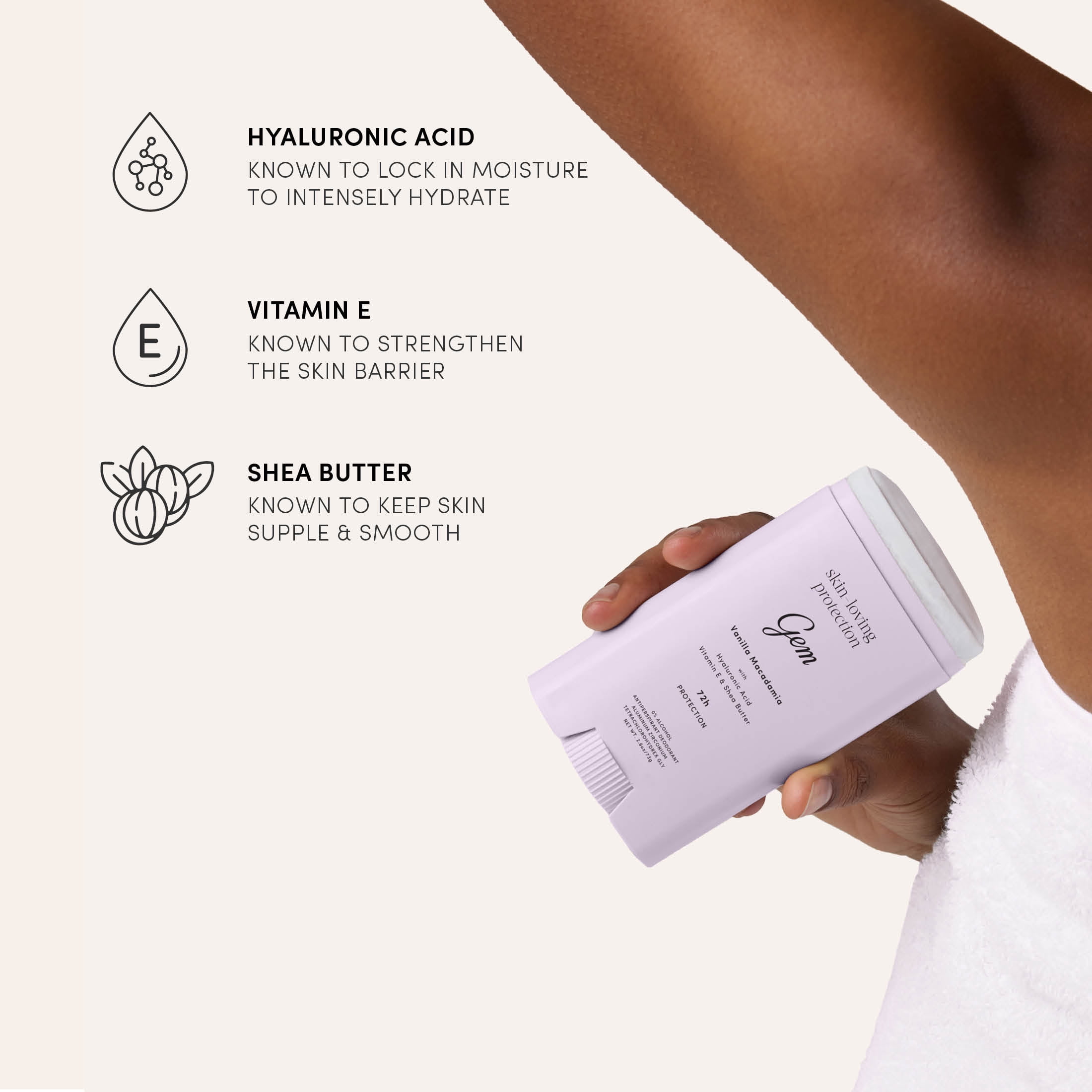 Gem Skin-Loving 72hour Protection Antiperspirant Deodorant Stick: Vanilla Macadamia 2.6 oz