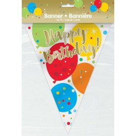 Glitz Gold Birthday Plastic Flag Banner 12 feet