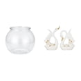 thumbnail image 1 of Acuario de escritorio,Pecera pequeña transparente,pecera,jarrón,mesa,Estatuas de cisnes,Estatua de cisne de cerámica Escultura de mesa de cisne Elegante,Figura de cisne de porcelana Figura, 1 of 8