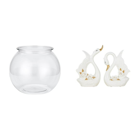 Pecera Pequeña Transparente, Adorno Para El Hogar, Pecera Artesanal, Florero, Mesa, Dormitorio, Escritorio, Sala De Estar, Decoración Del Hogar, Estatuas De Cisnes En Pareja, Elegante