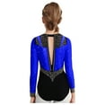 thumbnail image 3 of iixpin Kids Girls Rhinestones Gymnastics Leotard Long Sleeve Figure Skating Bodysuit Lyrical Dancewear Blue 12, 3 of 6