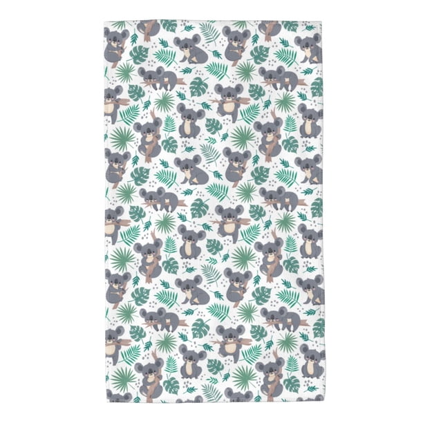 Balery Bears and Tropical Leaves Toalla de Microfibra Premium con Estampado – 27.5x16 pulgadas, Alta Absorción, Suave y Aterciopelada, Secado Rápido