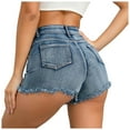 thumbnail image 3 of JIKNTTR Workout Shorts Women High Waisted Hem Distressed Ripped Casual Shorts Casual Baggy Trendy Short Pants, 3 of 7