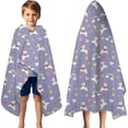 thumbnail image 3 of Purple Cartoon Unicorn Rainbow Star Heart Pattern Hooded Bath Towel，60"x35" for Ages 3 To 12 Kids, Quick Dry Lightweight Soft Microfiber Hood Beach Towel Cover Up for Kids, 3 of 7
