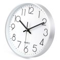 thumbnail image 3 of Reloj de pared jomparis plateado de 25 cm, funciona con pilas y silencioso, 3 of 5