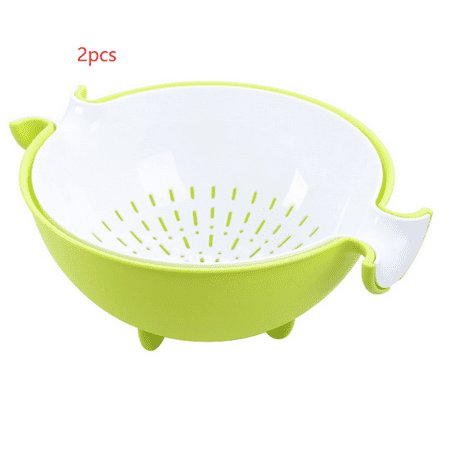 

Livesture Multifunctional rotary drain basket plastic round double fruit basket washing basketMultifunctional rotary drain basket plastic round double fruit basket washing basket Green 2PCS