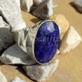 thumbnail image 6 of Faceted Blue Sapphire Ring For Men: 925 Sterling Silver Cocktail Ring, 6 of 8