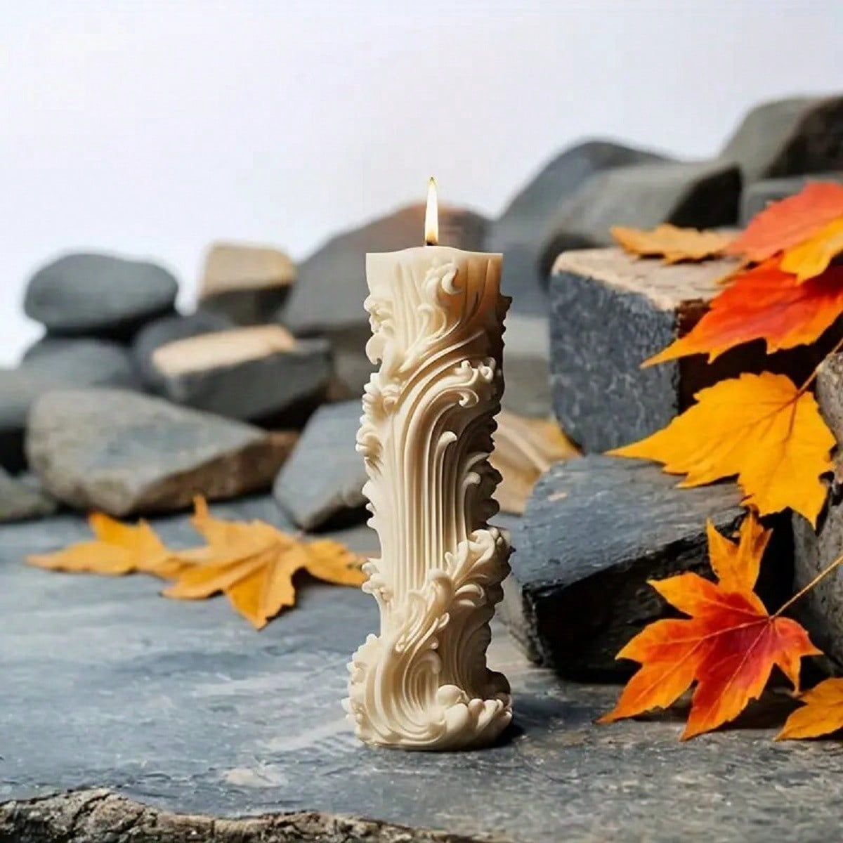 5PCS Silicone Candle Molds Set, 3D Baroque Irregular Shaped Molds Silicone, European Cylinder DIY Resin Wax Molds for Soap Candle Making, Home Decoration
