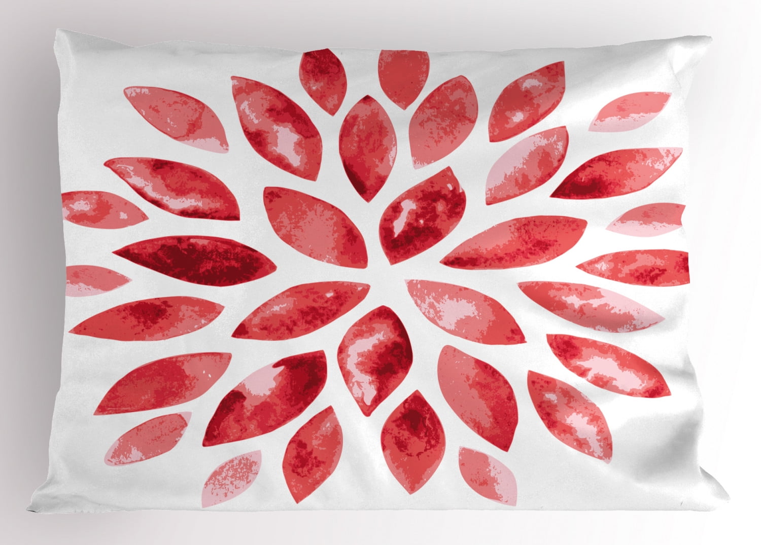 Floral Pillow Sham Watercolor Style Flower Buds Petals Nature Beauty Blossom Artistic Boho Flourish Print, Decorative Standard Queen Size Printed Pillowcase, 30 X 20 Inches, Ruby Red, by Ambesonne