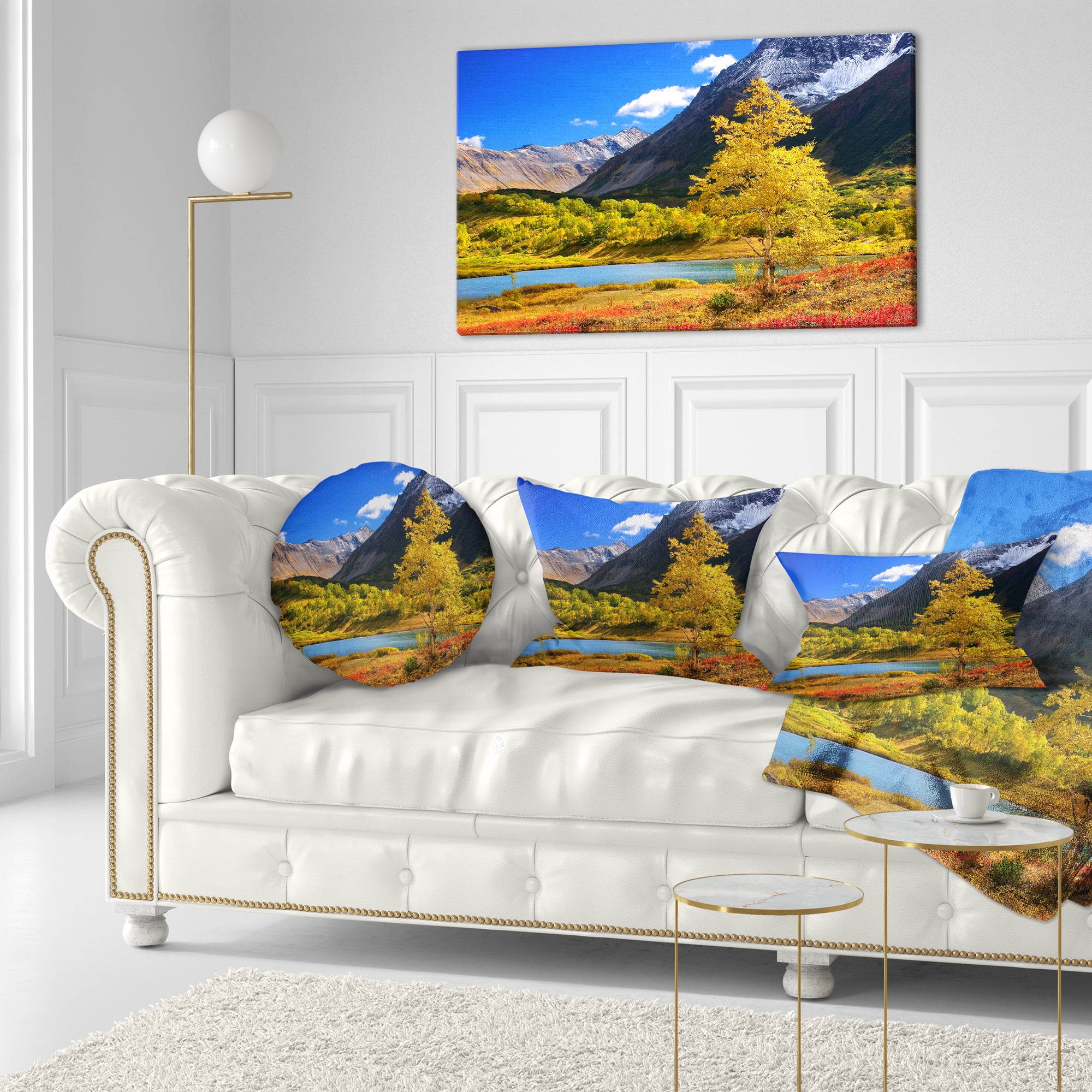 Designart Beautiful Kamchatka Mountains - Landscape Printed Throw Pillow - 12x20