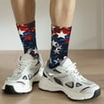 thumbnail image 6 of Gukieu Red Blue White Stars Print Contrast Color Mid-calf Socks, Sweat-wicking Athletic Socks, Unisex Clothing Accessories, 6 of 6