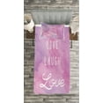 thumbnail image 3 of Ambesonne Live Laugh Love Quilted Bedspread Set 2 Pcs, Dreamy Positive, Twin Size, Pale Pink Lavender White, 3 of 3