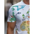 thumbnail image 3 of Men's Vintage World Map and Animal Print T-Shirt - Stylish Travel Theme Design with Vivid Geometric Patterns, Regular Version, Crew Neck,, 3 of 6