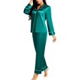 thumbnail image 1 of Womens Silk Satin Pajamas Set Sleepwear Loungewear,Green, 1 of 5