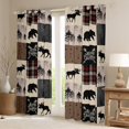 thumbnail image 2 of Erosebridal Deer Bear Blackout Curtains, Country Wild Animal Curtains Teens Adult Bedroom, Retro Farmhouse Patchwork Curtains & Drapes Cabin Rustic Lodge Window Curtains 38"Wx45"L, 2 of 5