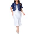 thumbnail image 2 of Agnes Orinda Plus Size Mother's Day Women's Bolero Shrugs Floral Lace Tops Elegant Sheer Open Front Short Sleeve Cardigans 2X Navy Blue, 2 of 6