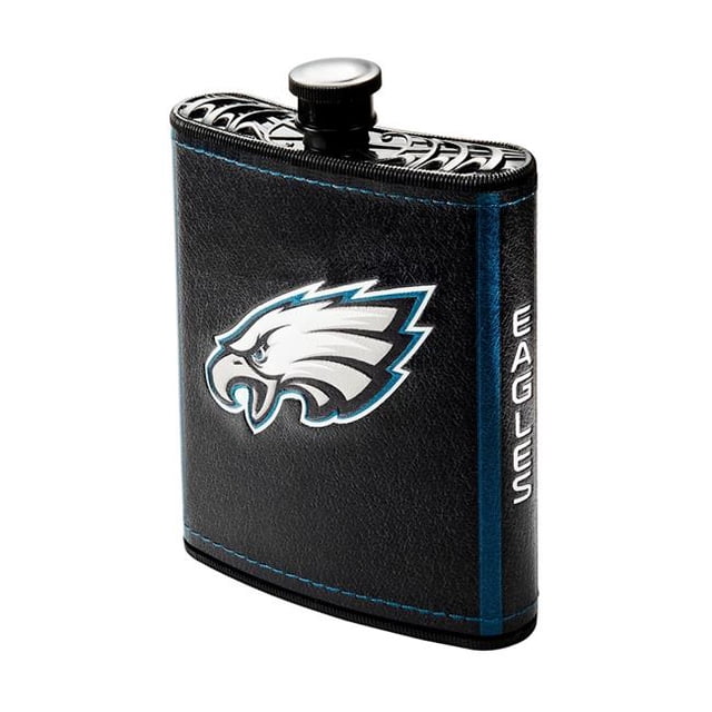 Pro Specialties Group PHF-1024 Philadelphia Eagles NFL 7 oz Plastic Hip Flask with PU Logo Wrapped