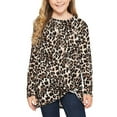 thumbnail image 1 of SYNPOS 4-13Y Child Girls Long Sleeve Scoop Neck Front Twist Leopard Tunic Tops, 1 of 8