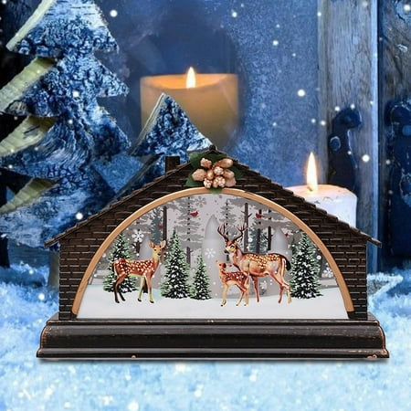 

Aijlhda Desktop Dress Up Christmas House Manger Snow House Decoration Night Light Home Decoration Props Christmas Gift