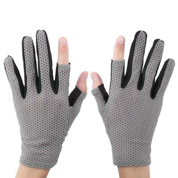 FAGINEY 2 doigts coupés gants de pêche, gants de pêche minces antidérapants,  gants de pêche 2 doigts coupés protection solaire respirante fournitures  antidérapantes pour le cyclisme 