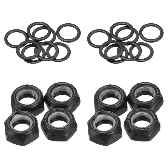 Uxcell Skateboard Lock Nuts Set 5/16 Skateboard Truck Axle Washers Spacer Hardware Repair Kit, Black 2 Set