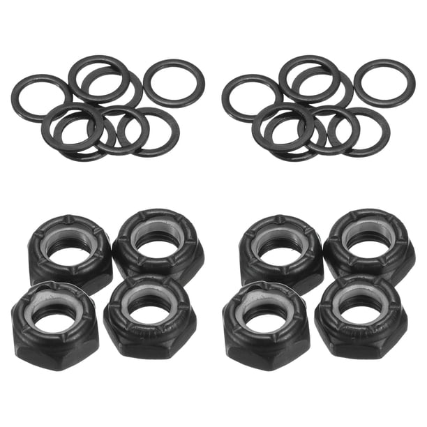Juego de tuercas de bloqueo para patineta Uxcell 5/16, arandelas de eje de camión de patineta, kit de reparación de hardware, negro 2 juegos