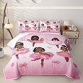 thumbnail image 2 of Erosebridal Glitter Ballerina Print Quilt King,Pink Dancer Stars Bow King Coverlet Set For Girls,3pcs, 2 of 7