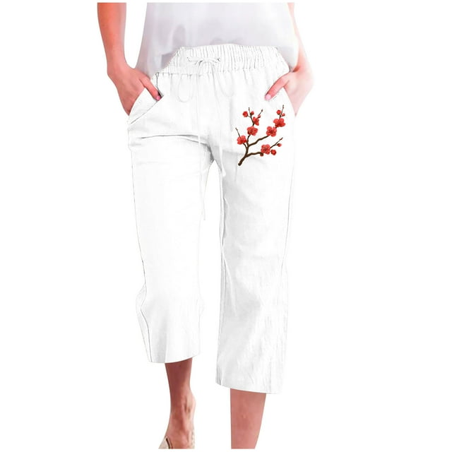 Pantalones de Mujer Casual, Impresión Elástica Suelta Pantalones de Pierna Ancha Recta con Bolsillo Hecho de Poliéster Suave para Toda la Temporada, Pantalones de Pierna Ancha de las Mujeres