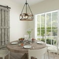 thumbnail image 4 of LNC Farmhouse Chandelier Drum Pendant Lighting Fixtures 4-Lights Brown Black, 4 of 10